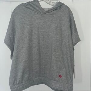 juicy couture Gray Short Sleeve Crop Sweat Shirt With A Hood XXL . New With Tags